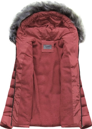 PIKOWANA ZIMOWA KURTKA DAMSKA Z KAPTUREM RÓŻOWA (B2631)