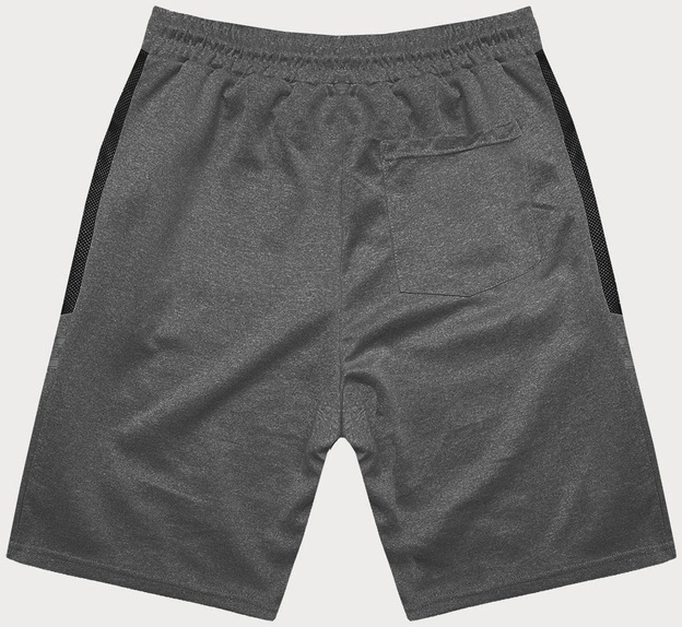 Krótkie spodenki męskie z odblaskowymi wstawkami ciemnoszare (8K280-5)