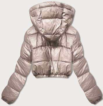 Krótka kurtka puchowa typu crop beż (d2-3831-62)