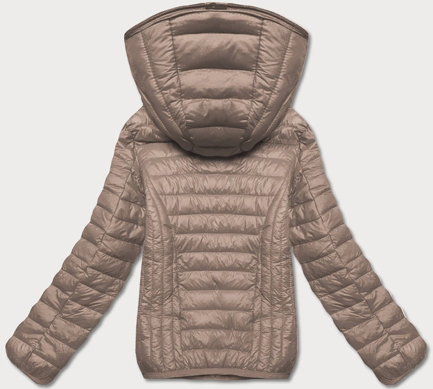 Pikowana kurtka damska z kapturem beżowa (B0123-46)