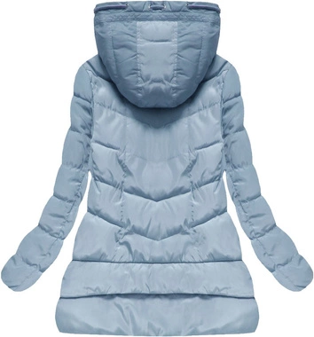 PIKOWANA KURTKA Z KAPTUREM BŁĘKITNA (XW589X)