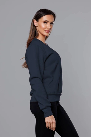 Bluza dresowa damska ze ściągaczami ciemny granat (w01-25)