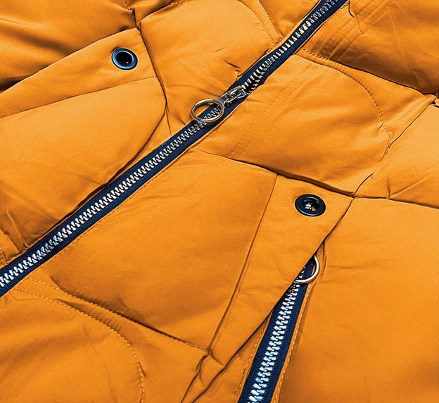 KRÓTKA KURTKA ZIMOWA DAMSKA Z KAPTUREM ŻÓŁTA (B9538-7)