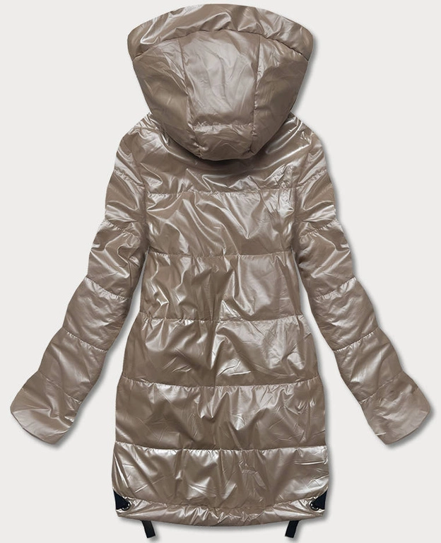 Damska kurtka z odpinanym kapturem beżowa (B8086-101)