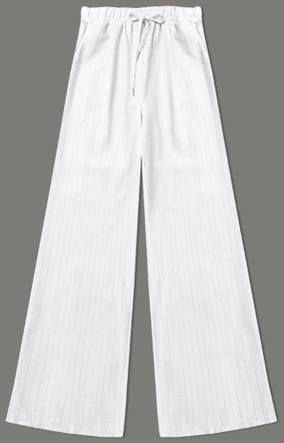 Szerokie spodnie damskie w paseczki białe (18629)