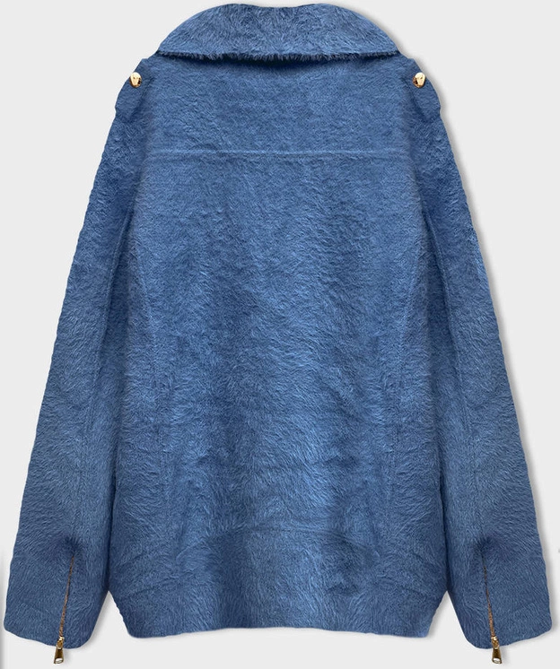 Krótka wełniana kurtka alpaka niebieska (553)