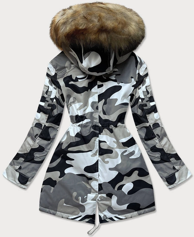 DAMSKA KURTKA PARKA ZIMOWA MORO SZARA (B528-907)