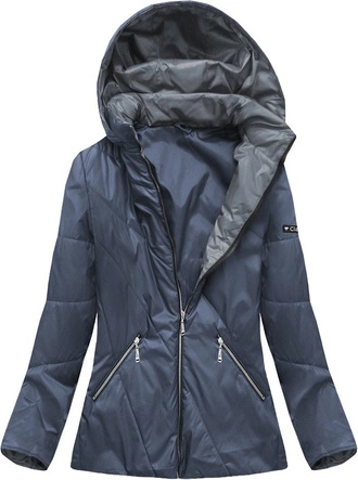 PIKOWANA KURTKA Z KAPTUREM NIEBIESKA (B9516)