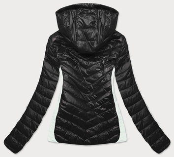 Kurtka damska dwukolorowa z kapturem czarna/ecru (6318)