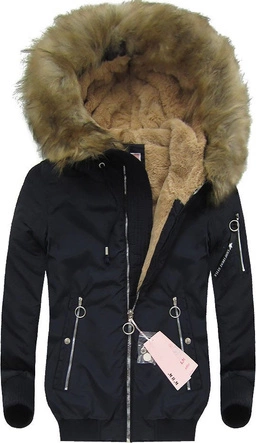 KURTKA ZIMOWA Z KAPTUREM GRANATOWA (W127)