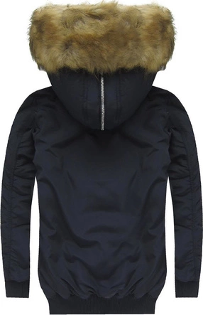 KURTKA ZIMOWA Z KAPTUREM GRANATOWA (W127)