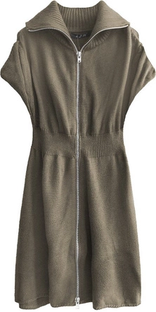 DŁUGI SWETER Z GOLFEM JASNOBRĄZOWY (X1224X)