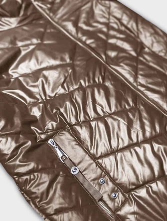 Kurtka damska z asymetrycznym zamkiem ciemny beżowy (B8087-46046)