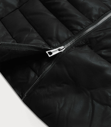 Kurtka damska z futrzanym kołnierzem czarna (ag6-28)