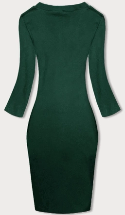  Dopasowana sukienka w prążki z okrągłym dekoltem butelkowa zieleń (5131-38)