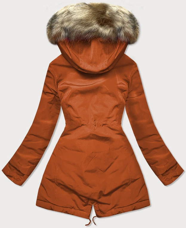 Dwustronna kurtka damska pomarańczowo- brązowa (w555)