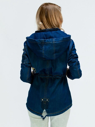 KURTKA JEANSOWA Z NASZYWKAMI GRANATOWA (W523)