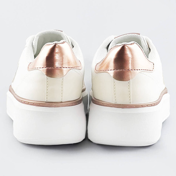 Sznurowane sneakersy z gwiazdką biały-miedź (bb126n)