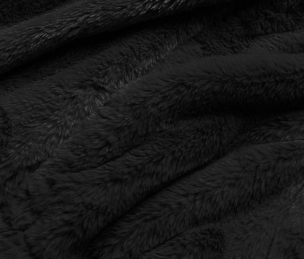 Krótka kurtka damska futro czarna (R8050-1)