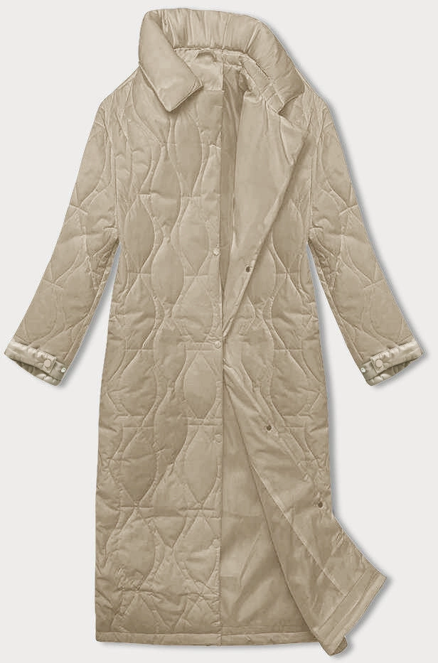 Damski płaszcz oversize beżowy (5M3177-62)