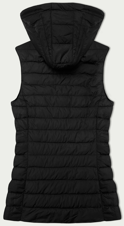 Pikowany bezrękawnik damski z kapturem J style czarny (16M9152-392)