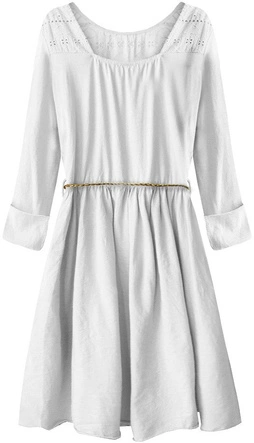 BAWEŁNIANA SUKIENKA W STYLU BOHO HAFTOWANA BIAŁA (212ART)