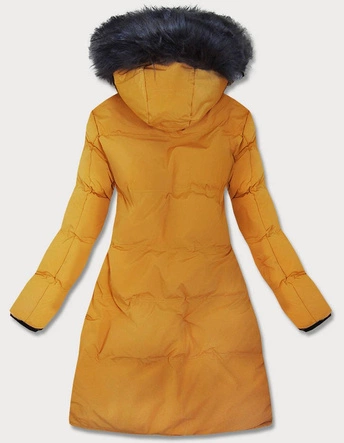 WODOODPORNA PARKA DAMSKA Z ROZCIĘCIAMI PO BOKACH ŻÓŁTA (M-973)