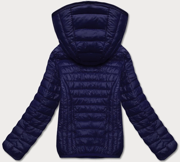 Pikowana kurtka damska z kapturem granatowa (B0123-3)