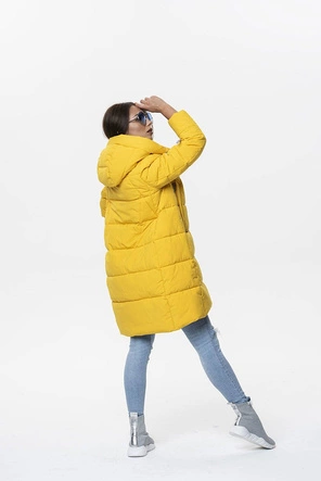 TRAPEZOWA KURTKA DAMSKA ŻÓŁTA (9276A)