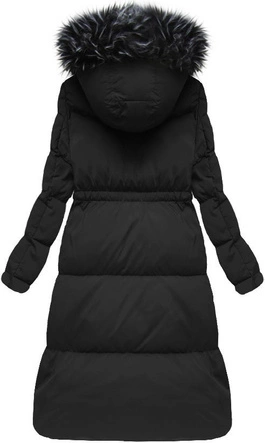 PŁASZCZ ZIMOWY Z PUCHEM NATURALNYM CZARNY (7077)