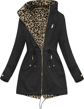 DWUSTRONNA PARKA Z KAPTUREM CZARNA (W304-1)