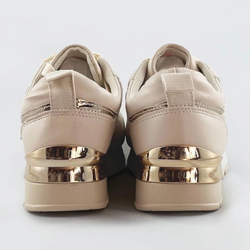 Damskie adidasy na podwyższonej podeszwie beżowe (666-21)