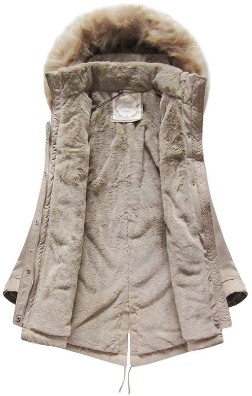 ZIMOWA DAMSKA PARKA Z KAPTUREM BEŻOWA (7617)