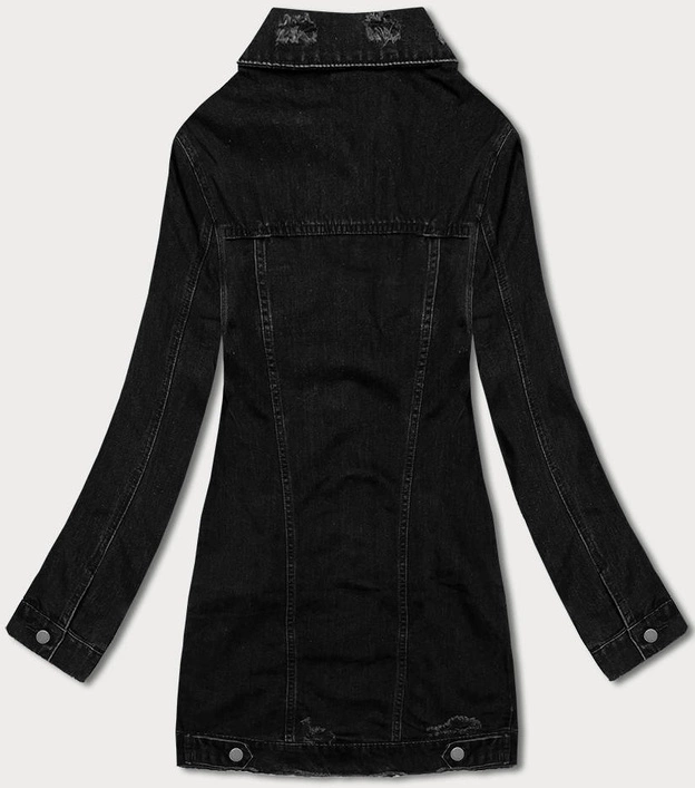 jeansowa damska kurtka z przetarciami czarna (POP5910-K)