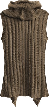 SWETERKOWA KAMIZELKA O GRUBYM SPLOCIE BRĄZOWA (1611)