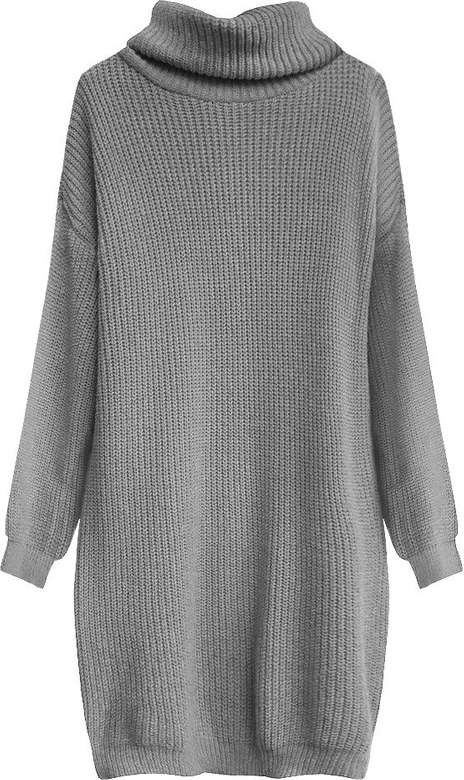 SWETERKOWA SUKIENKA OVERSIZE SZARA (473ART)