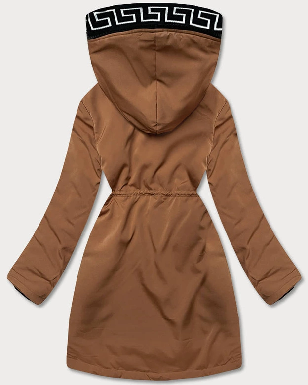 Damska kurtka z futrzaną podszewką karmelowa (B8116-22)