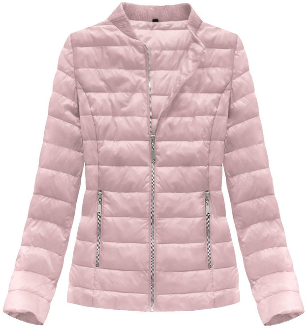PIKOWANA KURTKA ZE STÓJKĄ PUDROWY RÓŻ (R2605)