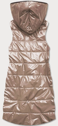 Dopasowana dłuższa kamizelka damska beżowa (b8023-51)