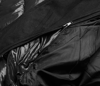 Kurtka pikowana z podwójnym kapturem czarna (L22-9862-1)