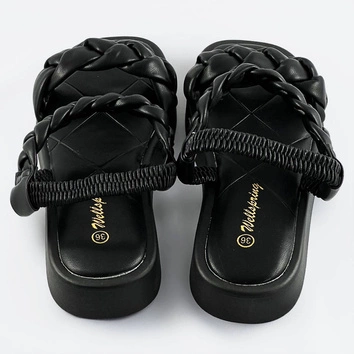 Sandały z plecionymi paskami czarne (af-250)