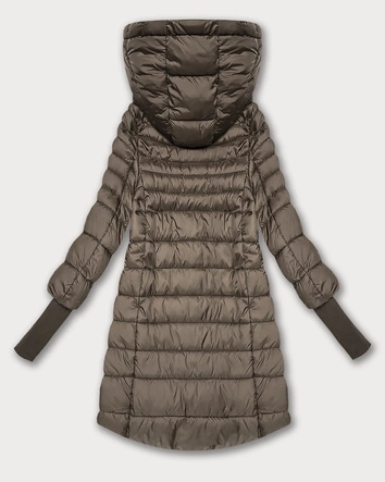 Przejściowa kurtka damska z dzianinowymi ściągaczami beżowa (1828)