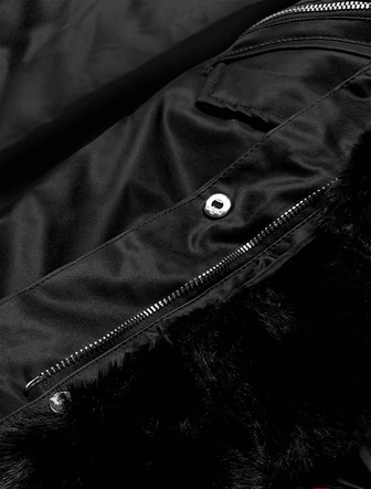 Parka damska z futerkiem czarna (5m762-392)