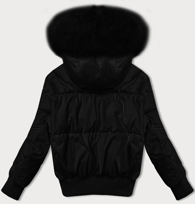 Krótka zimowa kurtka damska ze ściągaczami S'west czarna (B8288-1)