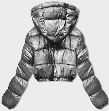 Krótka kurtka puchowa typu crop szara (d2-3831-61)