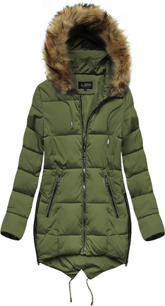 PIKOWANA KURTKA Z KAPTUREM KHAKI (X857X)