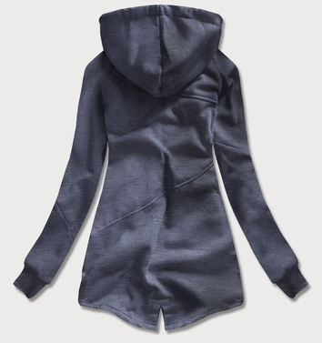 DŁUGA DAMSKA BLUZA Z KAPTUREM GRAFITOWA (702)