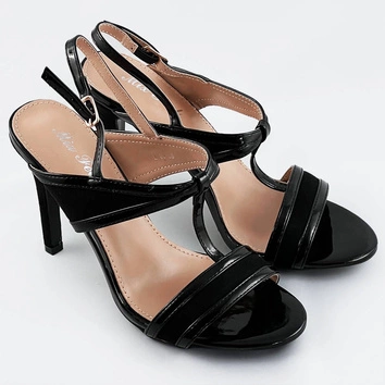 Sandały damskie z łączonych materiałów czarne (hb09)