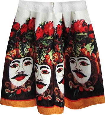 ROZKLOSZOWANA SPÓDNICA Z NADRUKAMI BIAŁA (383ART)