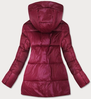 ASYMETRYCZNA DAMSKA KURTKA PIKOWANA BORDOWA (7658)